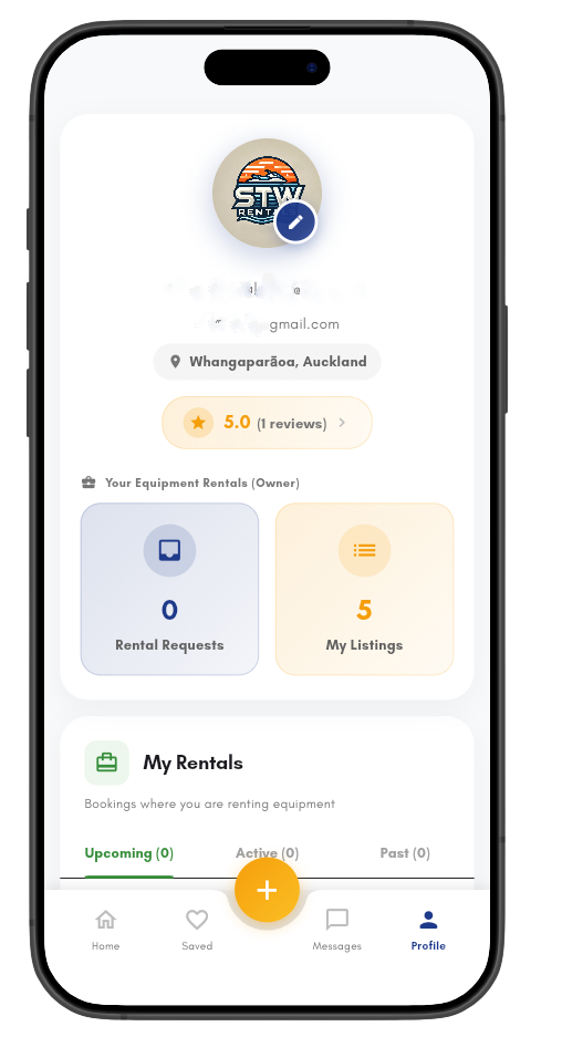 Paddlme owner profile showing star rating, gear listings and rental history